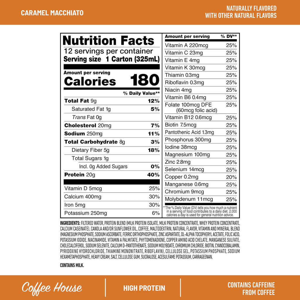 Caramel Macchiato 20g Protein Meal Replacement Shake 12 Count B9326