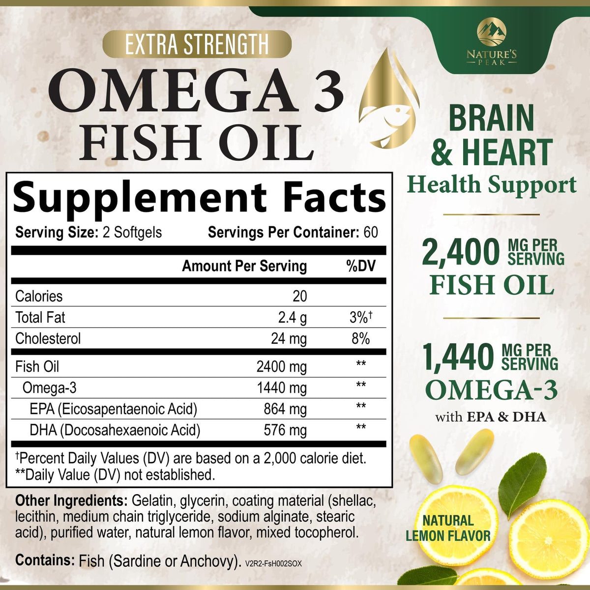 2400mg Omega 3 Fish Oil Softgels Q6236