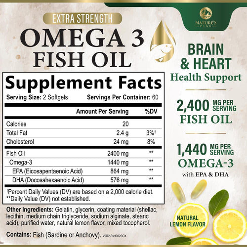 2400mg Omega 3 Fish Oil Softgels Q6236
