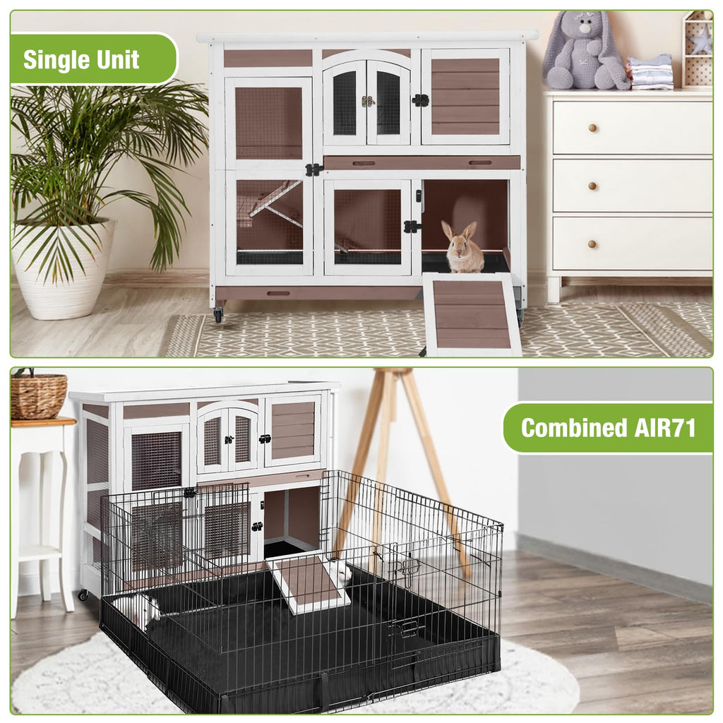 Two-Story Rabbit Hutch with Wheels V5443