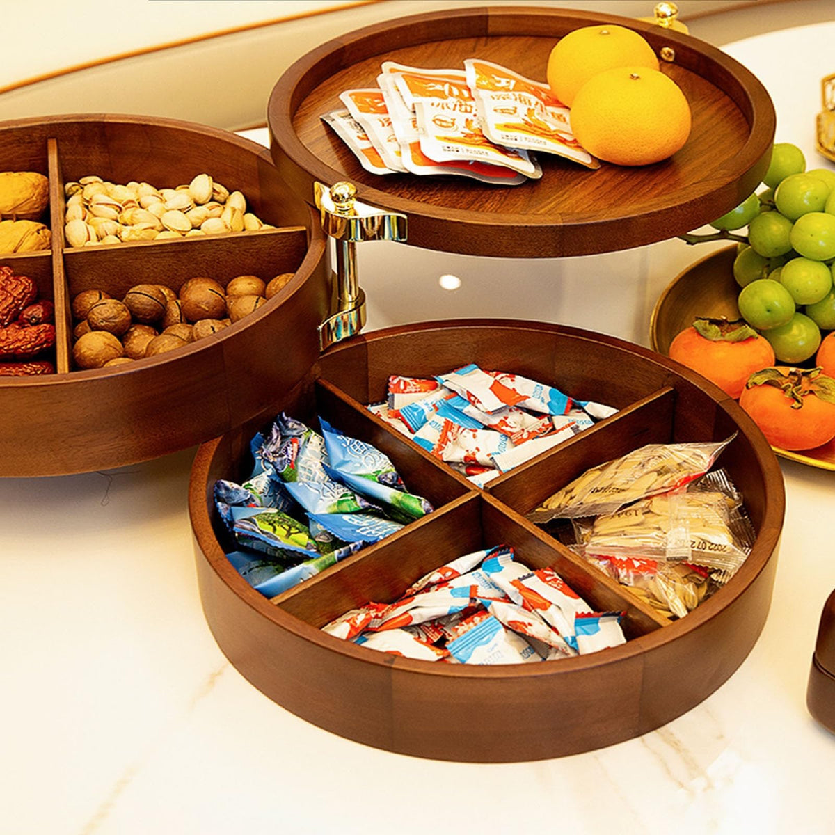 3 Layers Solid Wood Fruit Bowl O9896