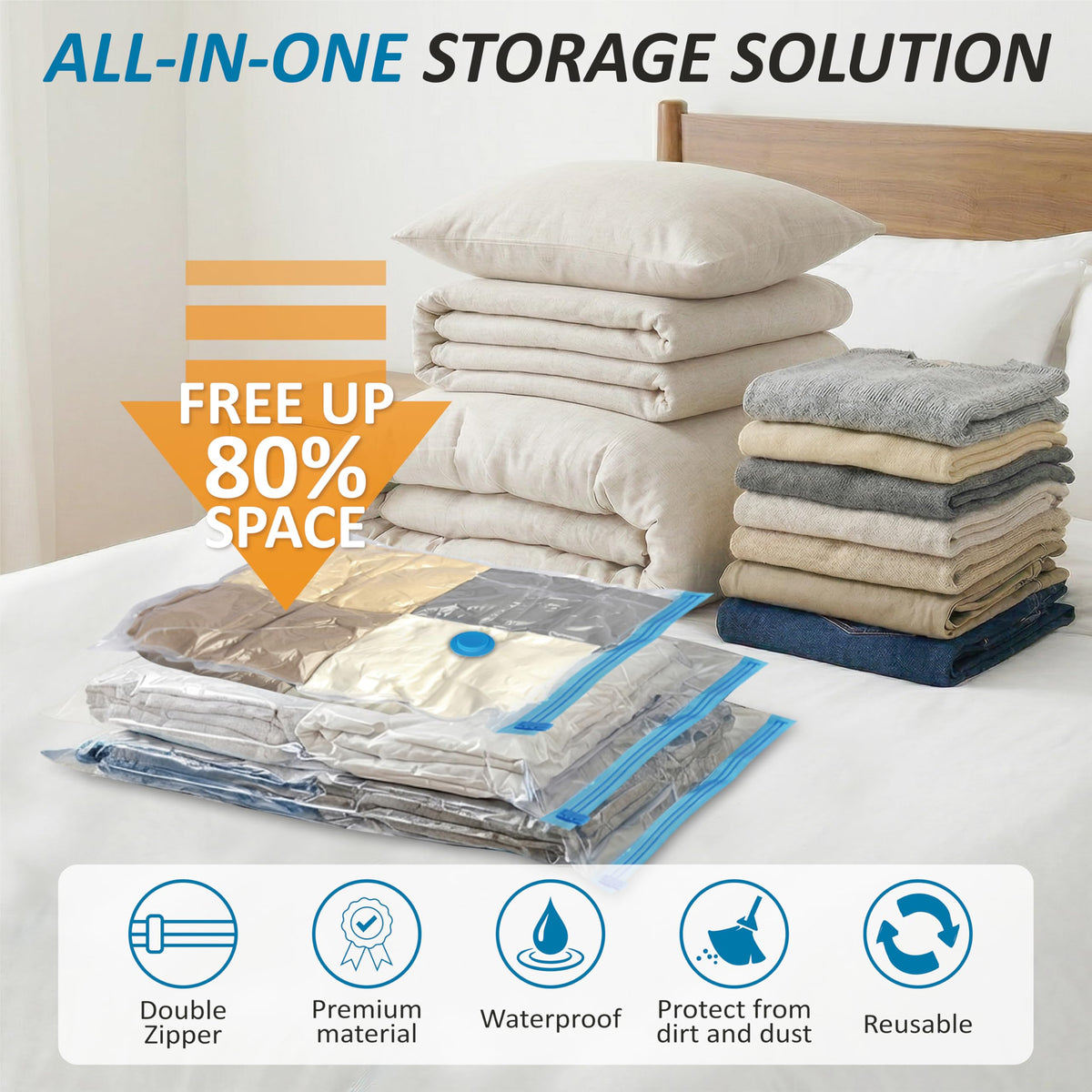 Vacuum Storage Bags with Hand Pump, 20 Combo V7713