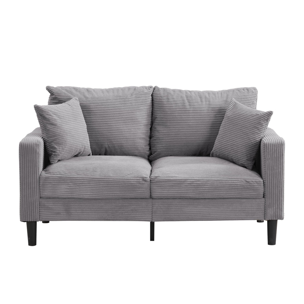 Oversized Corduroy Sofa with 2 Throw Pillows W383543