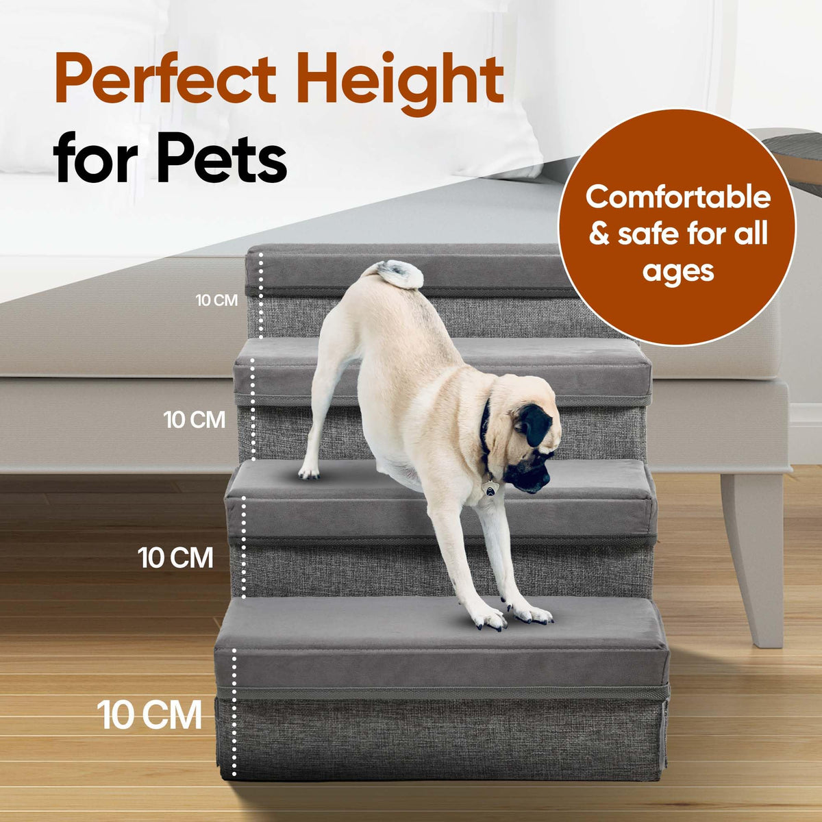 Foldable Pet Stairs with Storage D9572