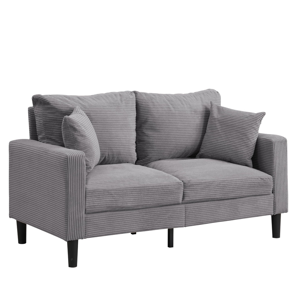 Oversized Corduroy Sofa with 2 Throw Pillows W383543