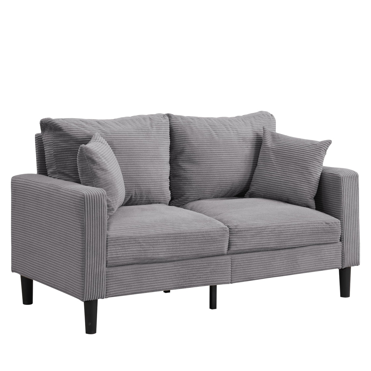 Oversized Corduroy Sofa with 2 Throw Pillows W383543