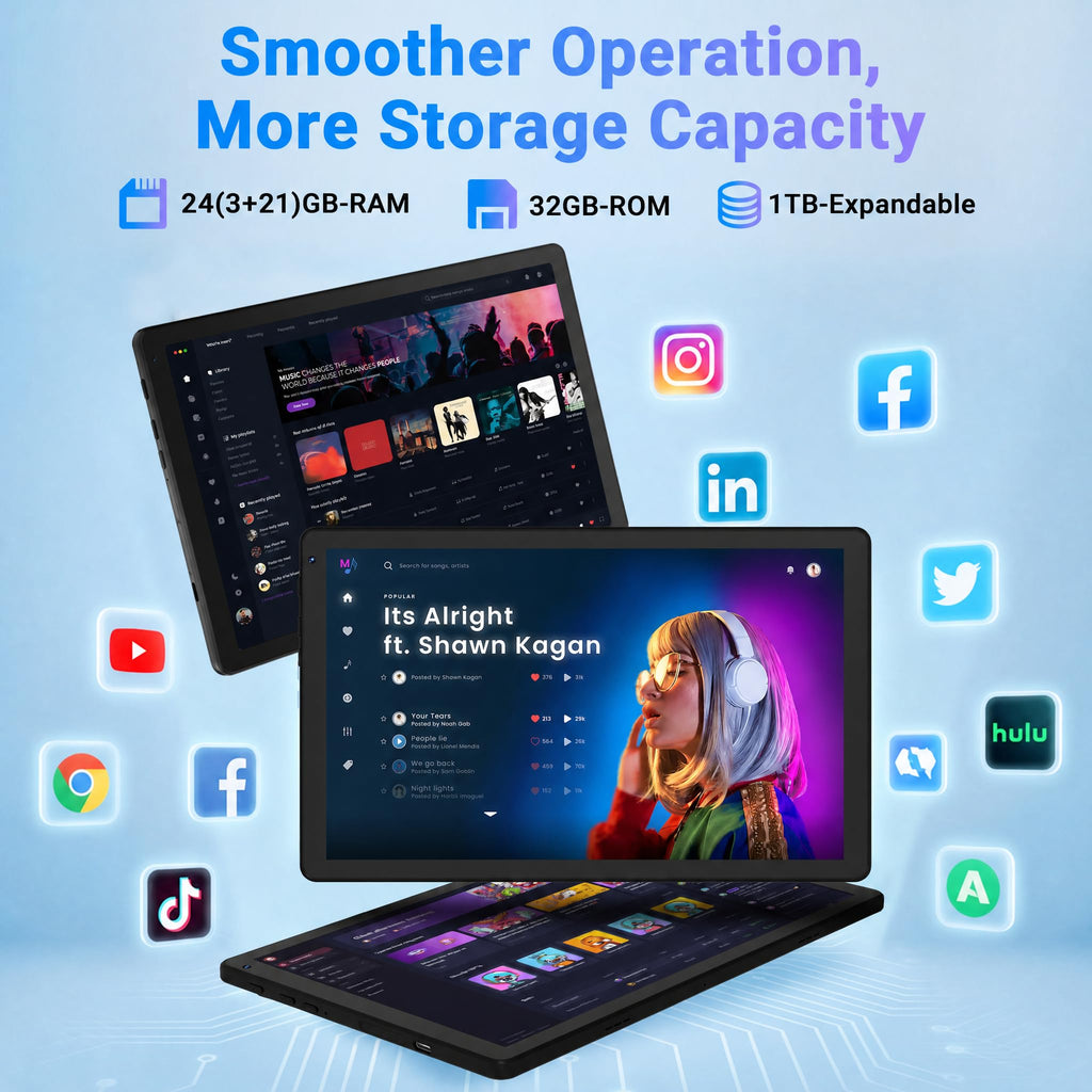 Android 16 Tablet with Keyboard Mouse Stylus Case, 24GB RAM 1TB TF Expand, 10 inch HD IPS Screen D471