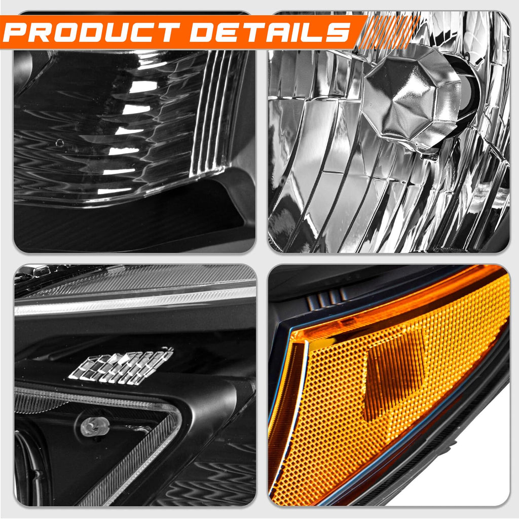 Black Halogen Headlight Assembly I768