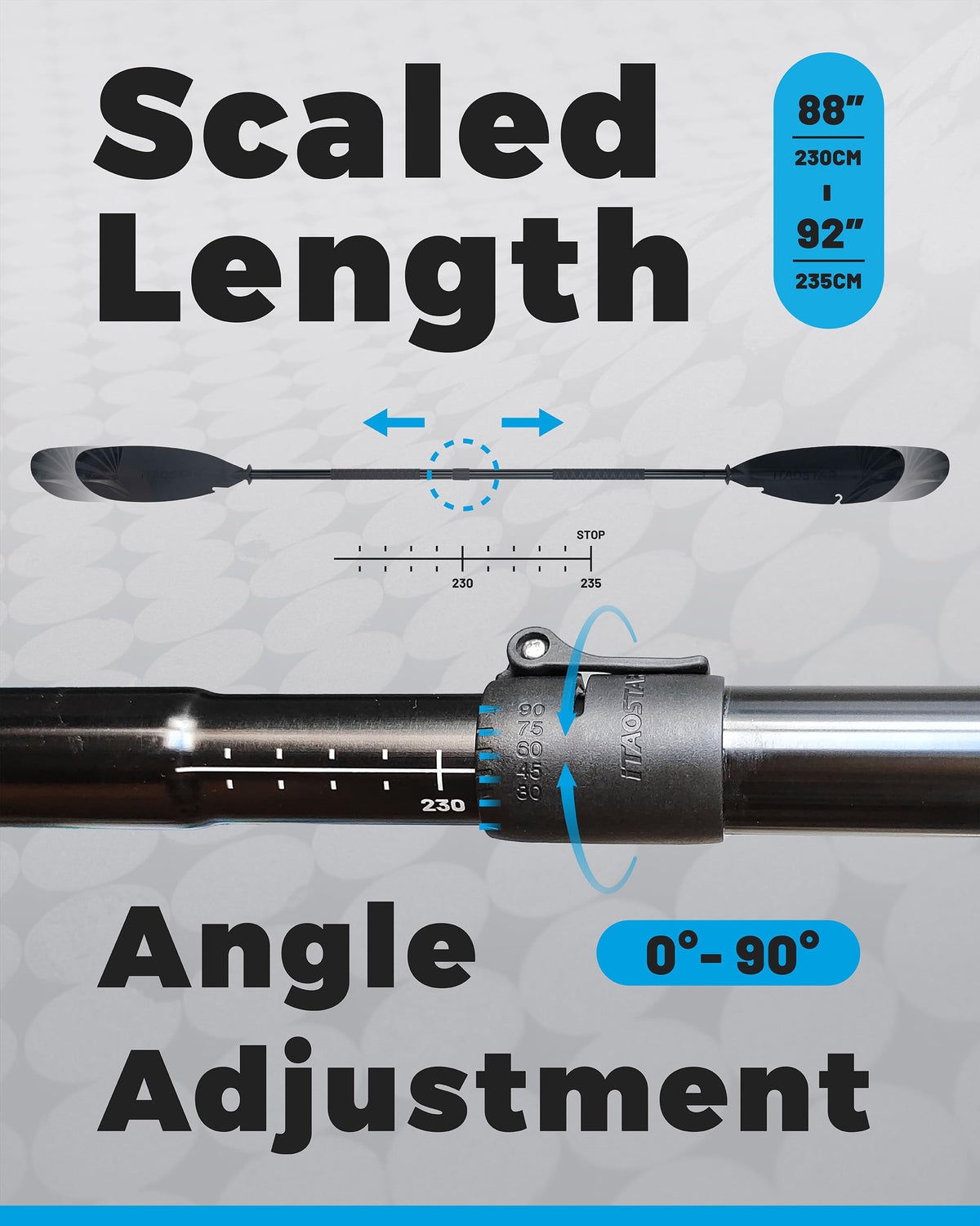 Adjustable Aluminum Kayak Paddle with Drip Rings I3740
