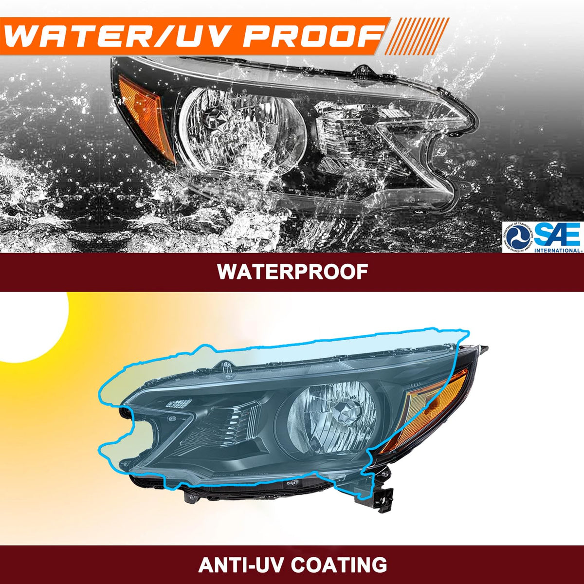 Black Halogen Headlight Assembly I768
