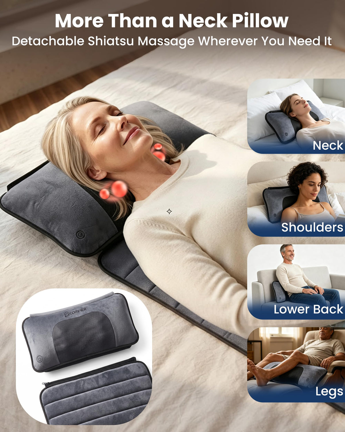 Full Body Massage Mat with Detachable Shiatsu Neck Pillow A314714