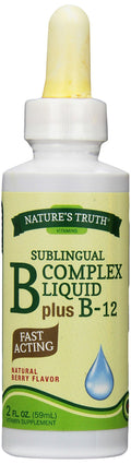 Sublingual Vitamin B Complex Plus B-12 Liquid, Natural Berry, 2 Fl Oz (Pack of 3) S371922