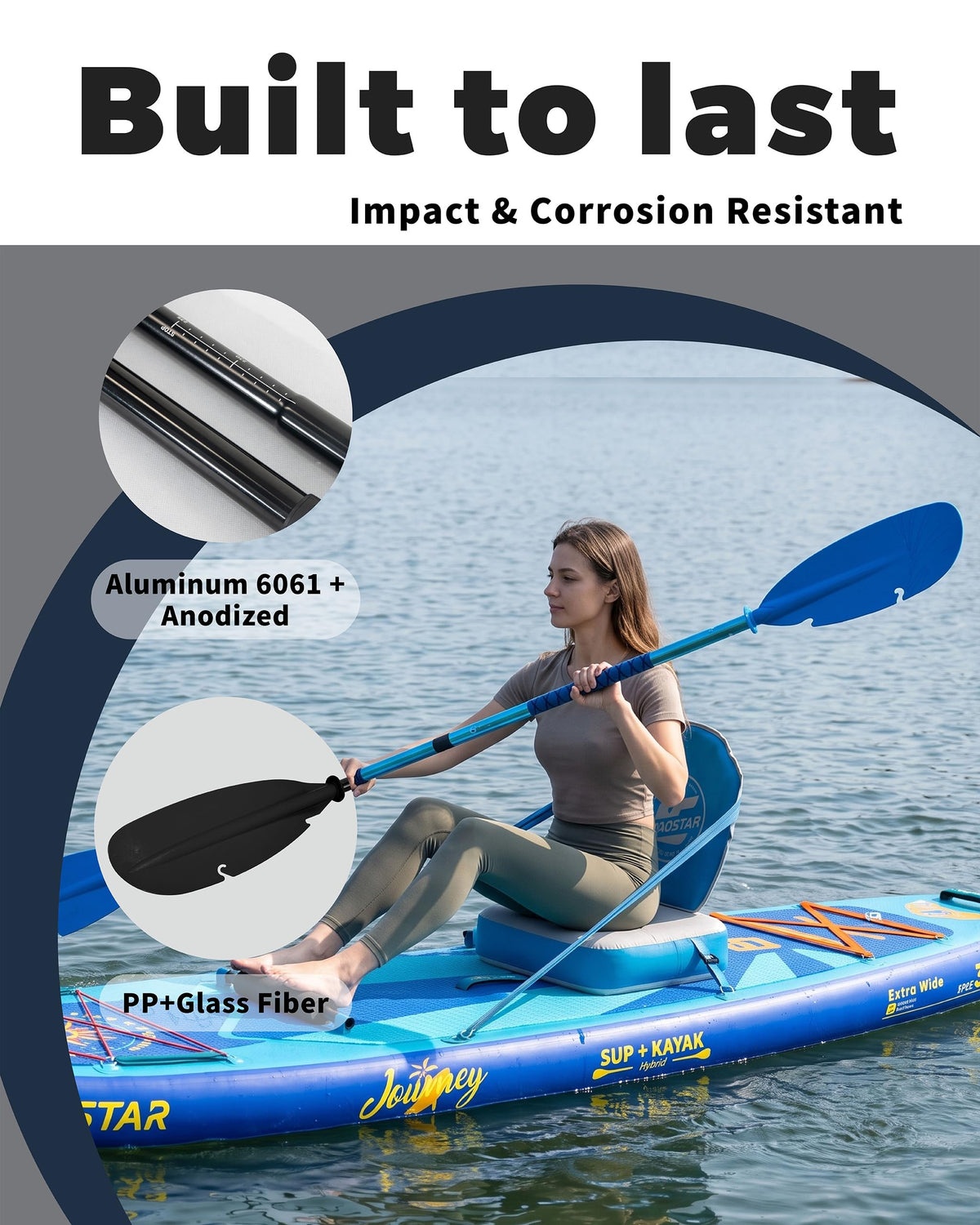Adjustable Aluminum Kayak Paddle with Drip Rings I3740