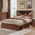 Queen Size Wood Bed Frame with Storage Headboard and 4 Drawers S790