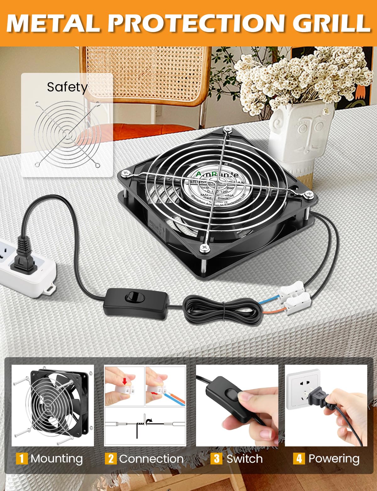 120mm x 25mm AC Ball Bearing Computer Fan R8190