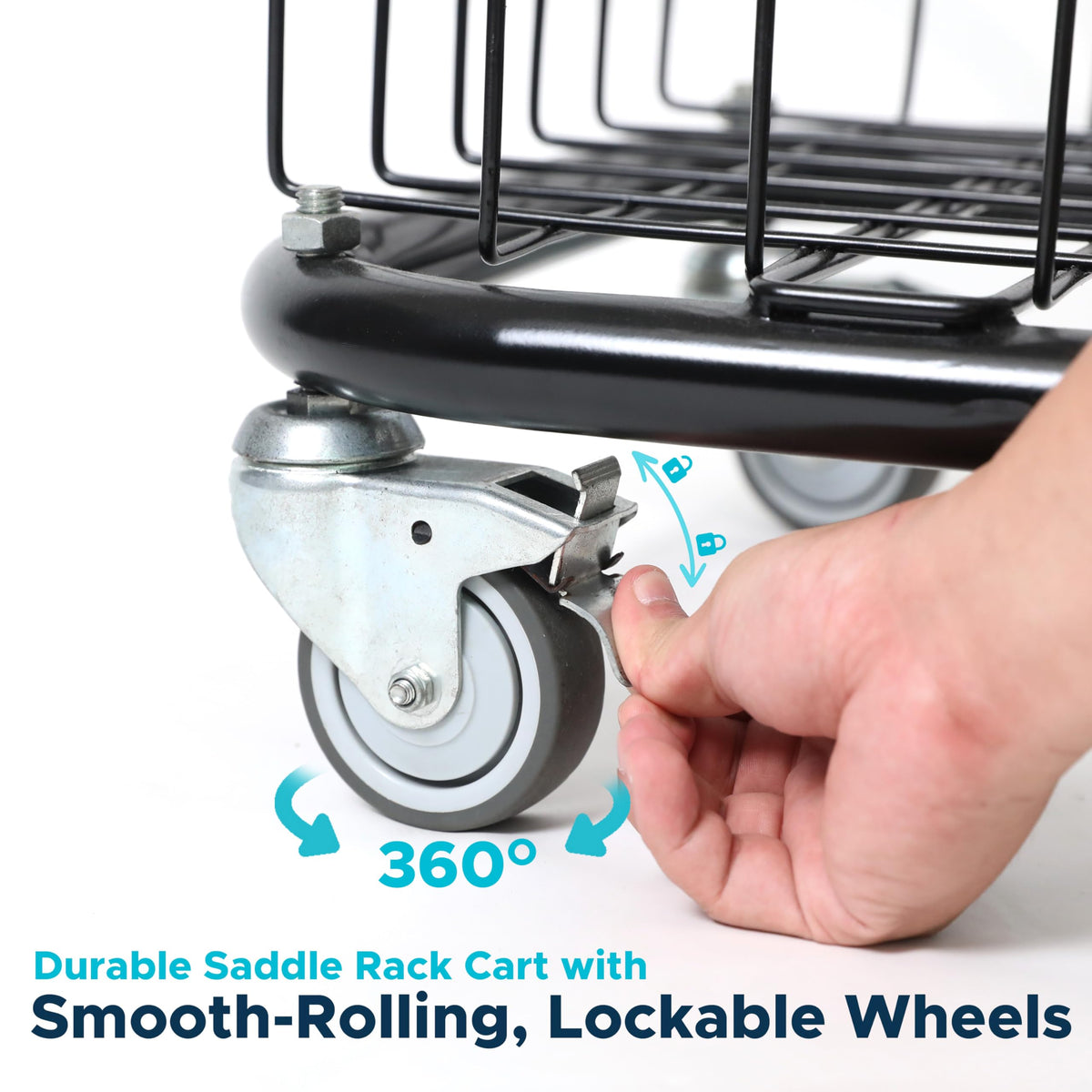 220 Lbs Rolling Saddle Rack Cart with Basket J588