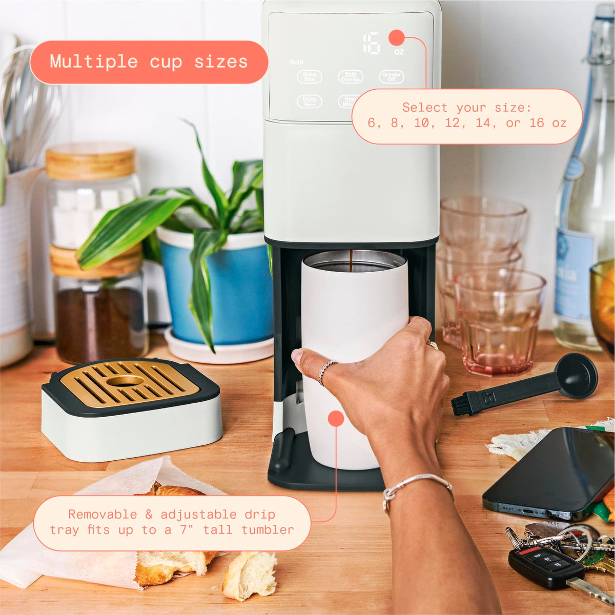 Single Serve Coffee Maker with Burr Grinder Q253