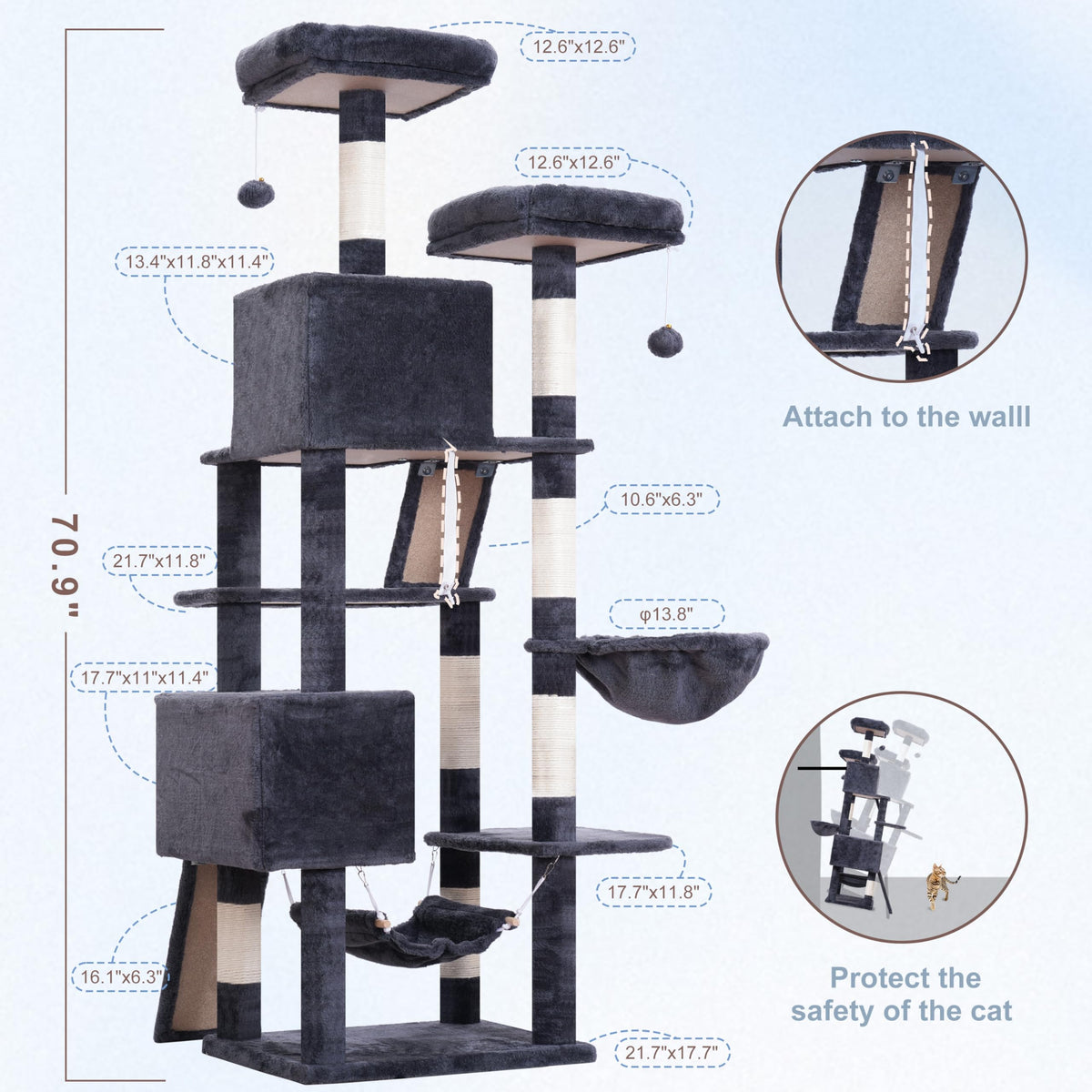 71'' Cat Tree with Scratching Post L3448