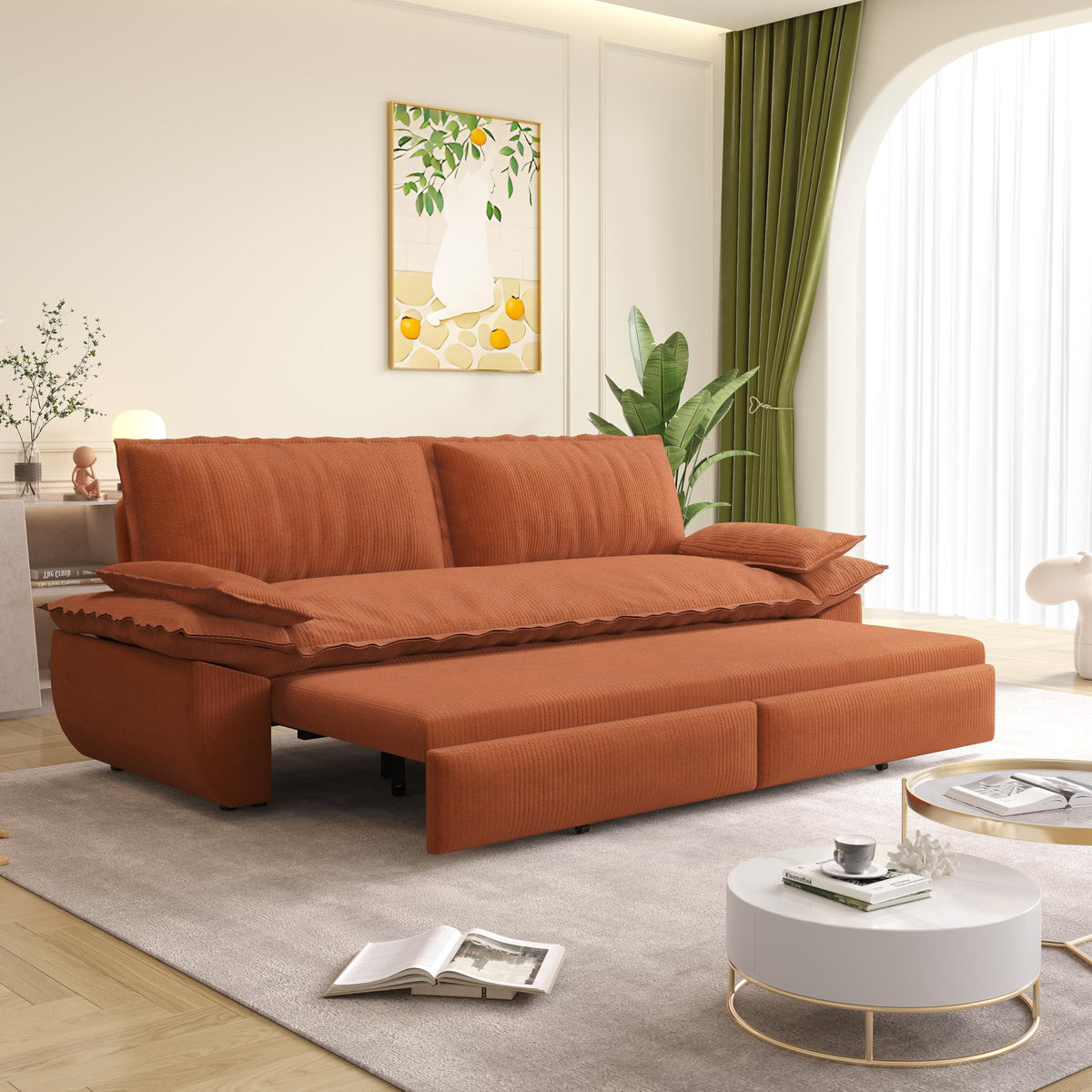 Orange Velvet Two Seater Sofa E59425