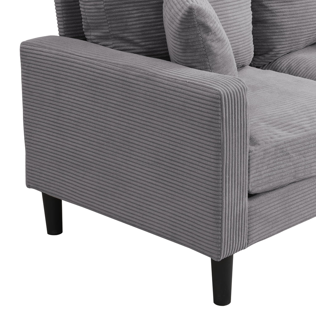 Oversized Corduroy Sofa with 2 Throw Pillows W383543