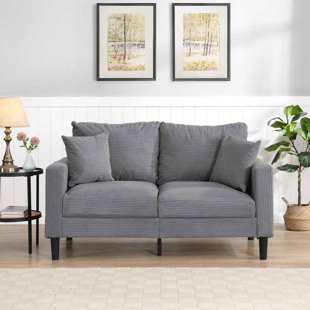 Oversized Corduroy Sofa with 2 Throw Pillows W383543