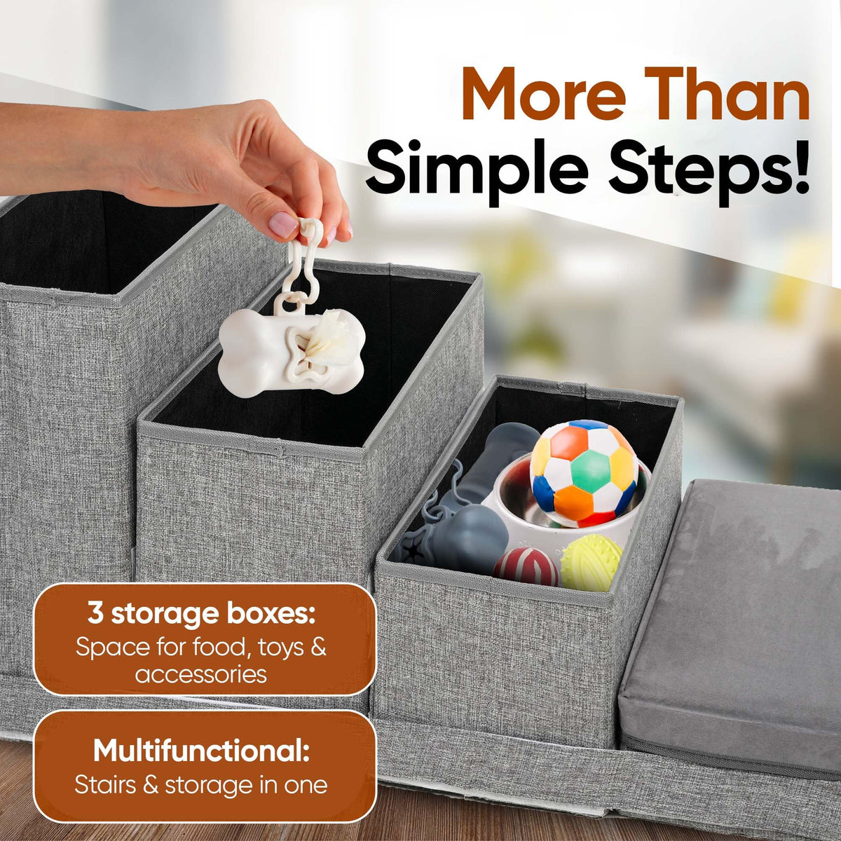 Foldable Pet Stairs with Storage D9572