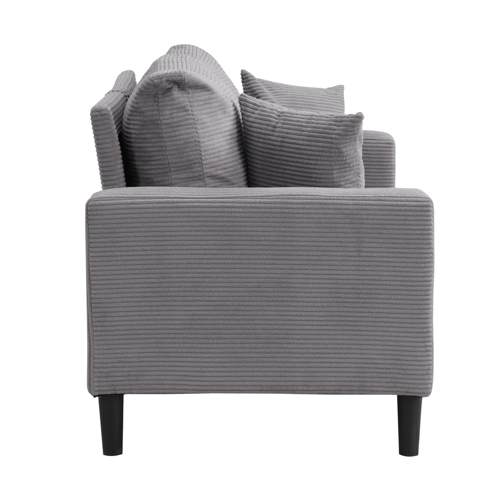Oversized Corduroy Sofa with 2 Throw Pillows W383543