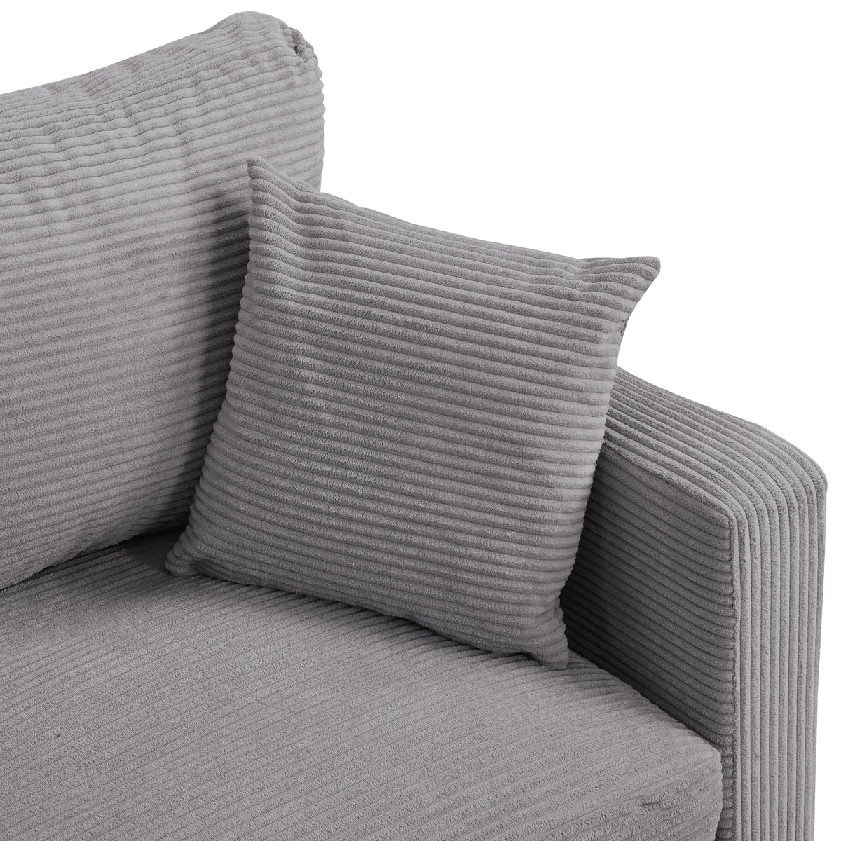 Oversized Corduroy Sofa with 2 Throw Pillows W383543